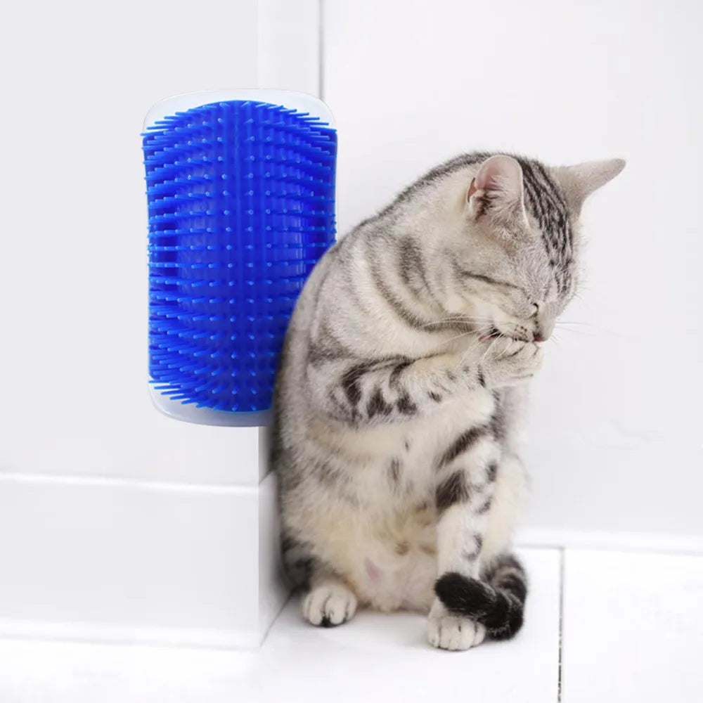 Pet Cats Corner Brush Self Cat Massage Groomer Comb Brush with Catnip Cat Rubs The Face with Tickling Comb for Pets