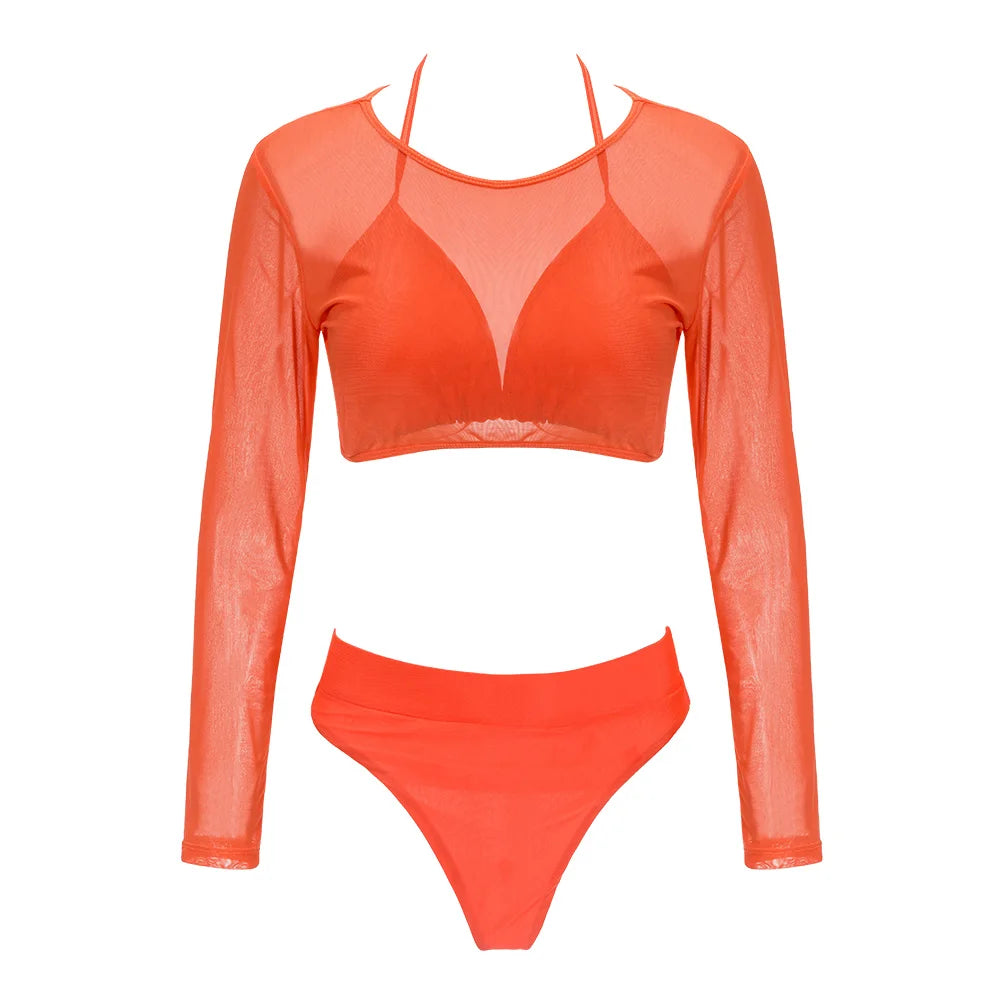 Sexy Swimwear Women's 2024 Push Up Bikini Set Three-Piece Swimsuit Bandage Bathing Suit Beachwear Triangle Brazilian Bikini