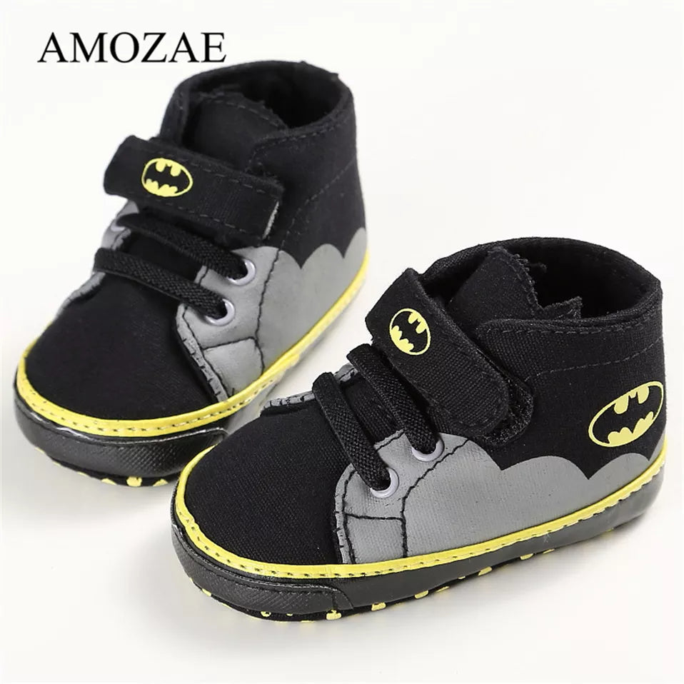 2024 Baby Boys Fashion Sneakers Print Cartoon Pattern Soft Sole First Walkers Infant Toddler Indoor Shoes For 0-18M