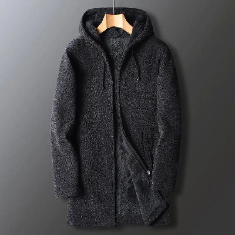 Winter Men Sweater Fleece Cardigan  Jacket Men's Slim Sweaters Winter Long Hooded Sweater Thick Warm Coat Mens Clothing 2022