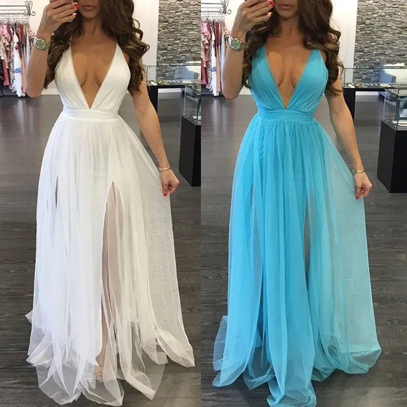 Women Summer Dress Maxi Long Evening Party Dress Beach Dress Ladies V neck Sexy Sundress