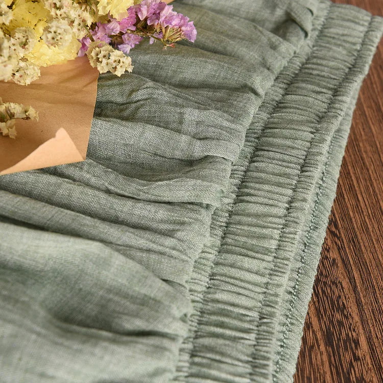 Women's Elegant 16 Color High Waist Elastic Waist Linen Pleated Long Skirts Ladies Slim Casual Skirt Saias New 2022 Summer SK05