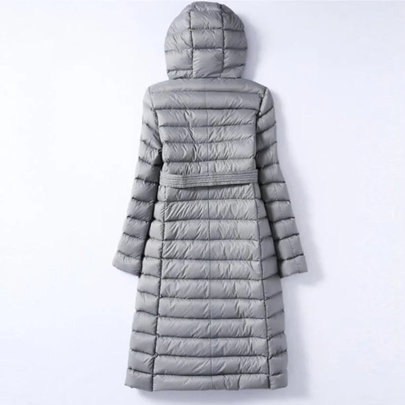 SEDUTMO Winter  Long Womens Down Jackets Ultra Light Duck Down Coat  Hoodie Autumn Puffer Jacket ED226