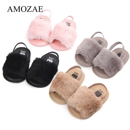 Fashion Faux Fur Baby Shoes Cute Infant Baby boys girls shoes soft sole Slipper Comfortable indoor shoes for 0-18M