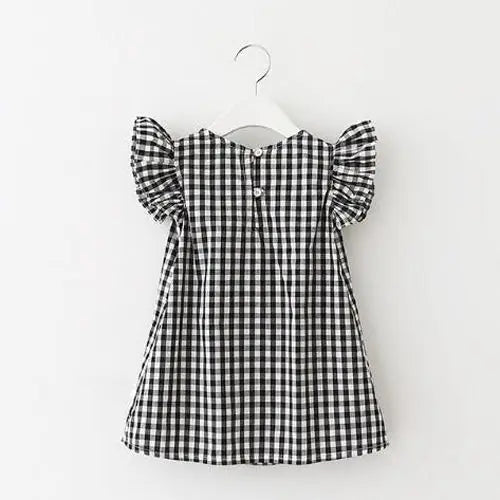 2020 Baby Summer Clothing Infant Newborn Baby Girl Plaid Shirt Sleeveless Lace Princess Dress Banquet Party Checked Shift Dress