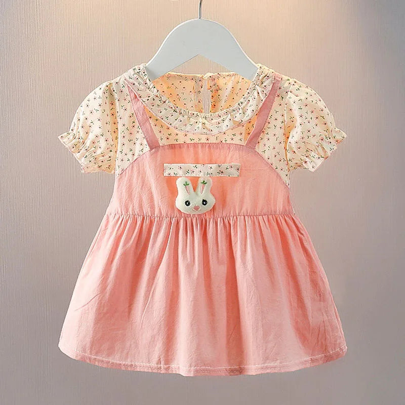 1-4Y Summer Toddler Girl Dress Cartoon Rabbit Birthday Princess Costume Baby Girl Clothes Children Casual Infant Oufit A1089