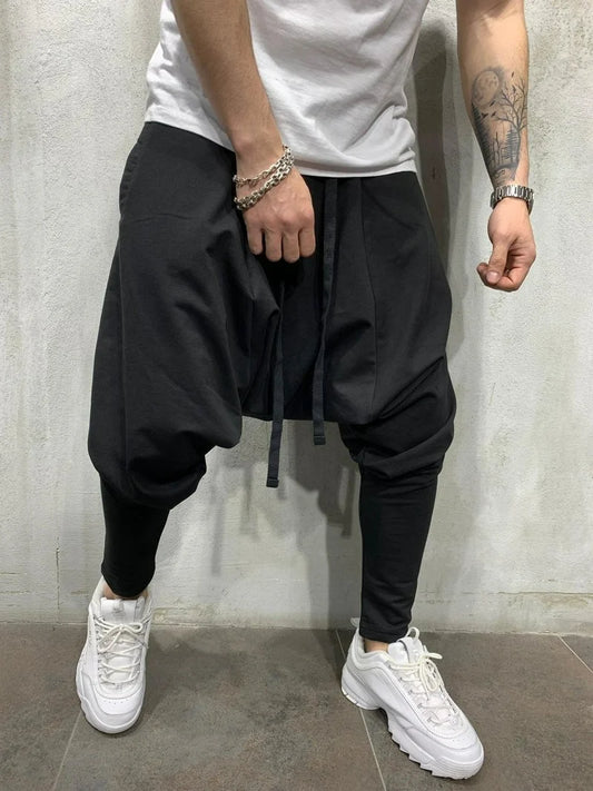 Mens Clothing 2022 Men's New Hip-hop Trend Trousers European American Loose Solid Color Feet Street Sports Casual Harem Pants