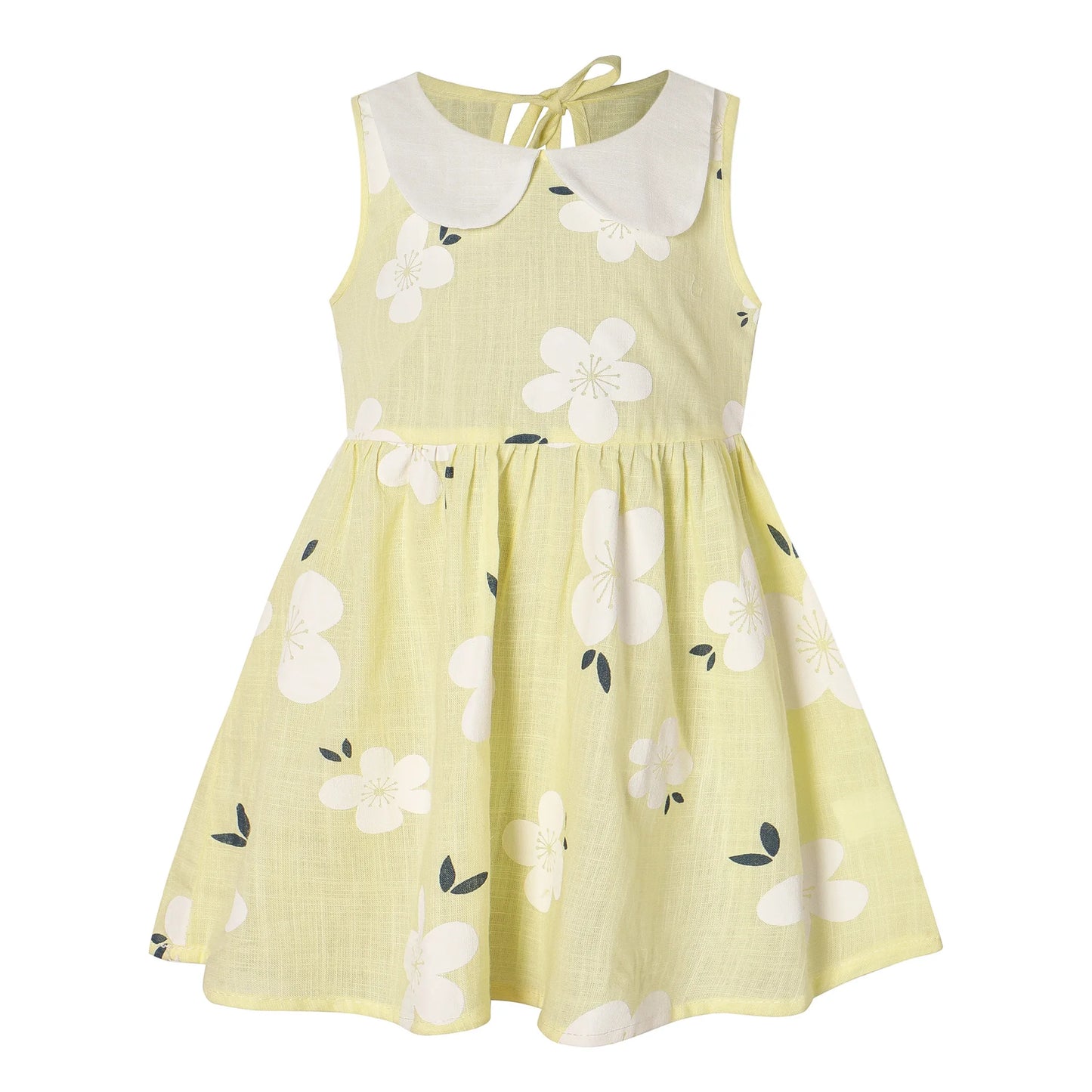 2023 Summer Girl Korean Version Sleeveless Peter Pan Collar Vest Dress Kids Cotton Linen Princess Dress Baby Casual Sundress