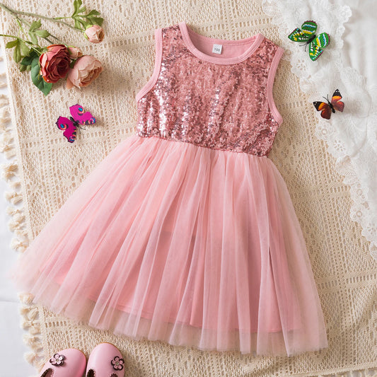 Sequins Dress for Baby Girl Casual Clothes 2 to 6 Years Sleeveless Elegant Princess Dress Birthday Party Girl Kid's Dress