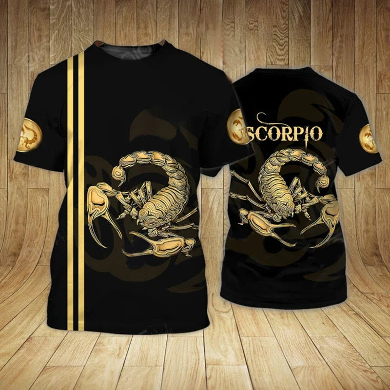 Animal Men's T Shirt Summer Short Sleeve Scorpion 3D Print Funny T-Shirts Fashion Casual Male Sportshirt Oversized Mens Clothing