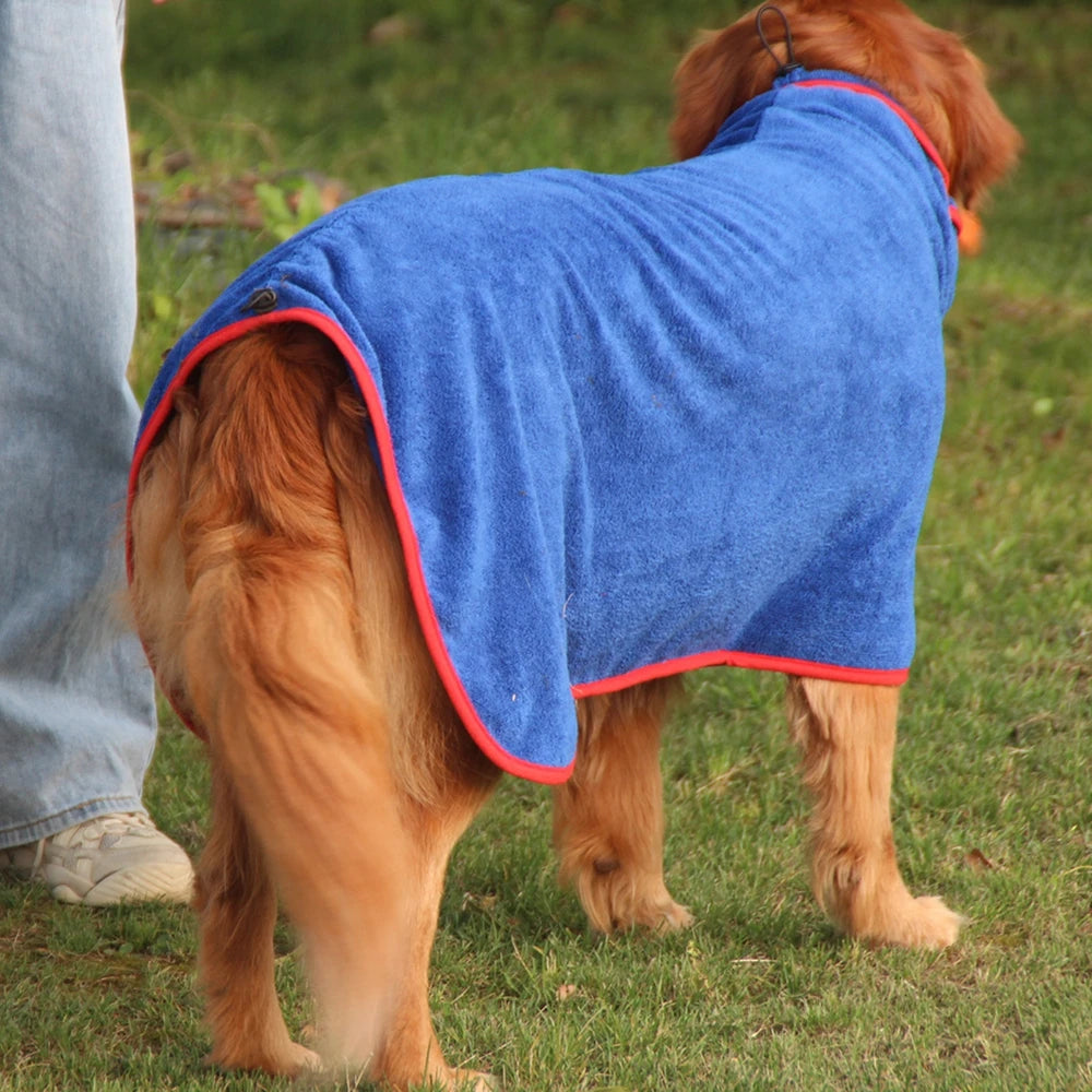 Dog Bathrobe Microfiber Quick Drying Coat Super Absorbent Luxurious Soft Pet Bath Towel Adjustable Warm Dog Bathing Supplies