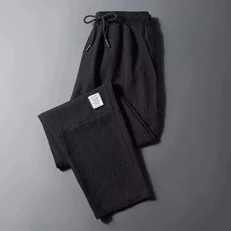 Men's Linen Pants Summer Breathable Solid Basic Loose Ankle-Length Trousers Fitness Summer Pants Casual Men Clothing Sweatpants