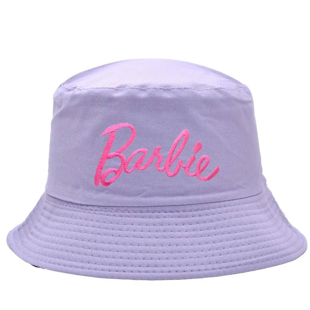 Fashion Barbie Fisherman Hat Kawaii Girls Embroidery Letter Women Outdoor Sunscreen Cap Summer Casual Beach Sunshade Caps Gifts