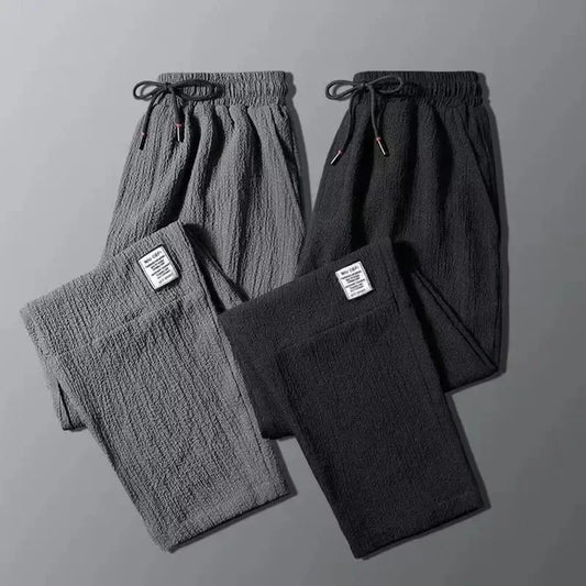 Men's Linen Pants Summer Breathable Solid Basic Loose Ankle-Length Trousers Fitness Summer Pants Casual Men Clothing Sweatpants