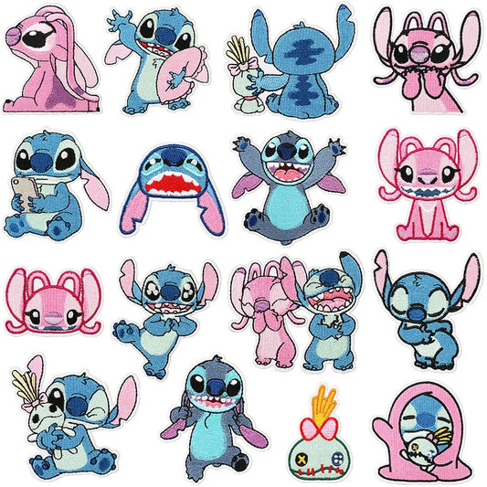 1pcs Lilo & Stitch Embroidery Cloth Stickers Disney Bags Clothes DIY Accessories Kids Pants Hole Repair Iron On Patch Applique