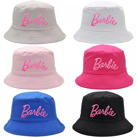 Fashion Barbie Fisherman Hat Kawaii Girls Embroidery Letter Women Outdoor Sunscreen Cap Summer Casual Beach Sunshade Caps Gifts