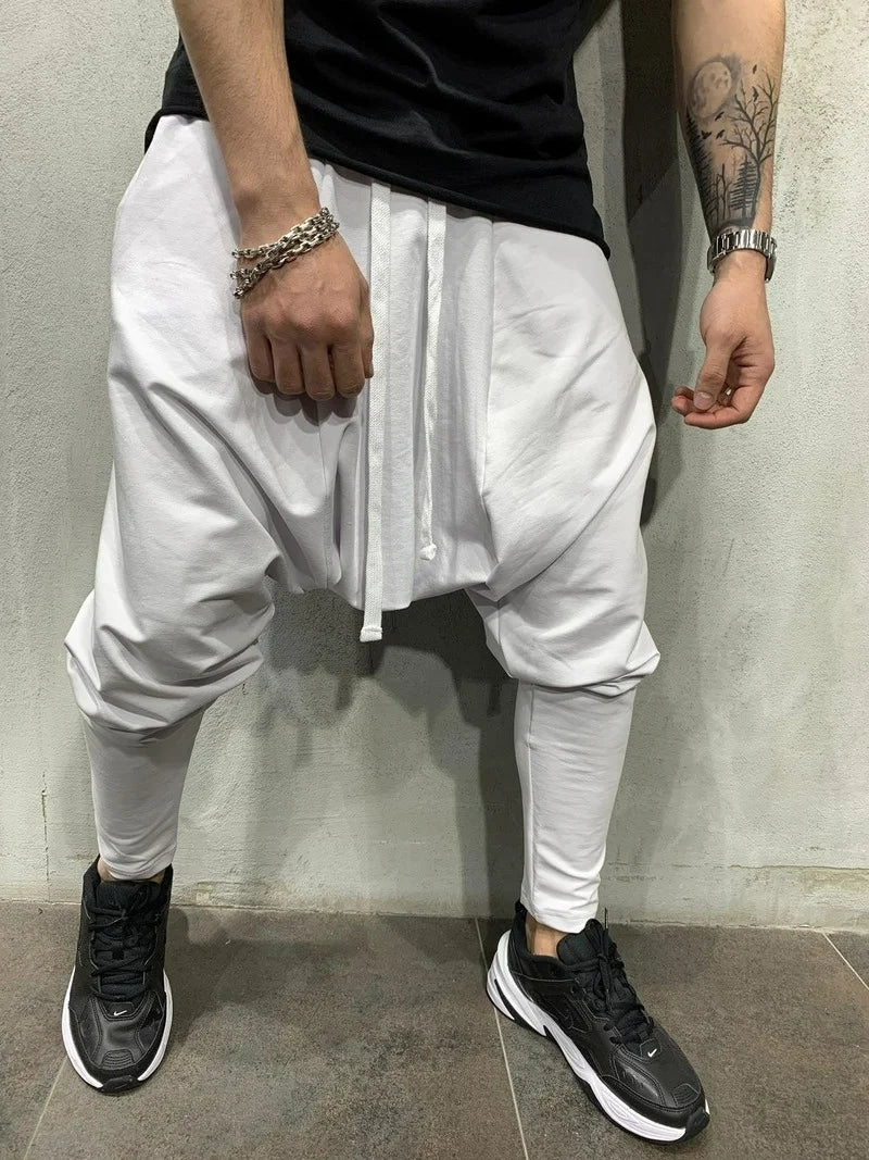 Mens Clothing 2022 Men's New Hip-hop Trend Trousers European American Loose Solid Color Feet Street Sports Casual Harem Pants