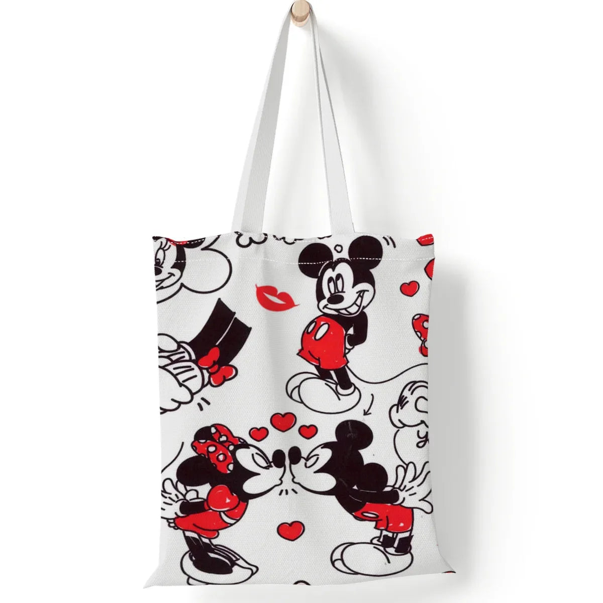 Disney Women's Handbag Mickey Mouse Lilo and Stitch Canvas Hand Bag Large Capacity Shopping Bags for Girls Shoulder Bags