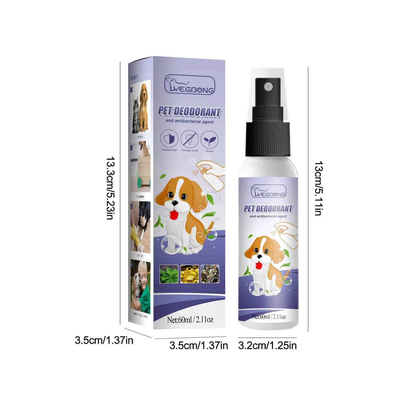 60ML Pet Deodorant Spray Deodorising Odor Liquid Perfume For Dogs Cats Efficientive Grooming Products For Puppy With Gentle Port