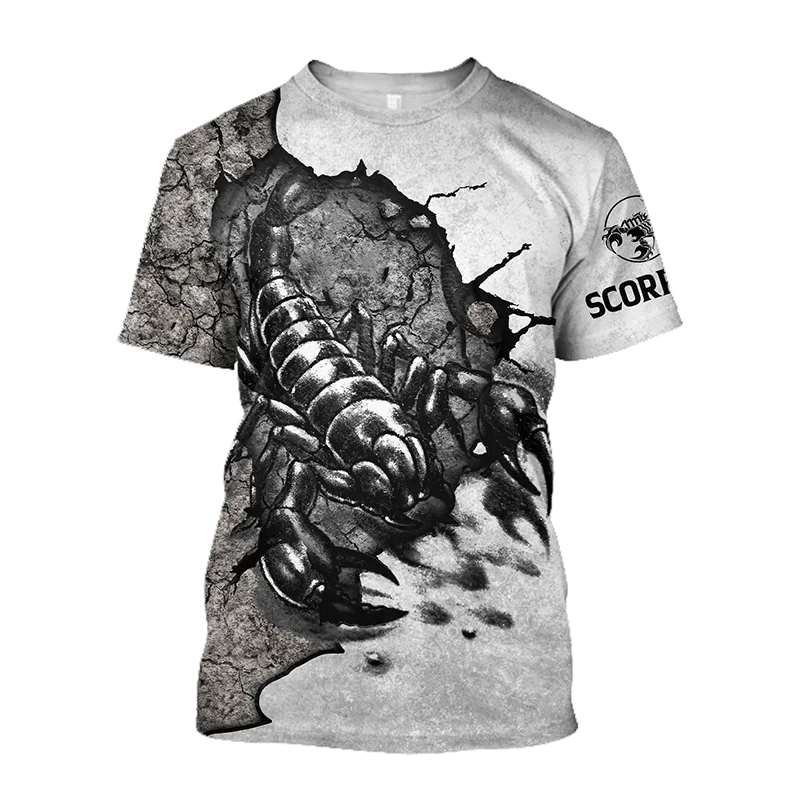 Animal Men's T Shirt Summer Short Sleeve Scorpion 3D Print Funny T-Shirts Fashion Casual Male Sportshirt Oversized Mens Clothing