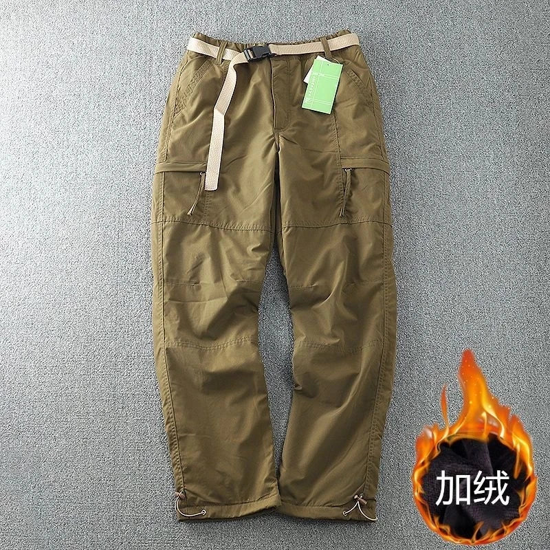 Germany Windproof Waterproof Plush Soft Shell Pants Outdoor Men's Straight Multi Bag Overalls Camping Hunting Equipment Trousers