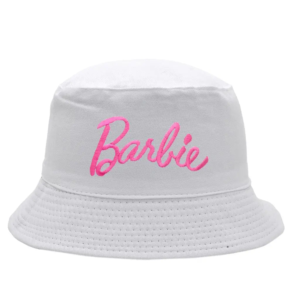 Fashion Barbie Fisherman Hat Kawaii Girls Embroidery Letter Women Outdoor Sunscreen Cap Summer Casual Beach Sunshade Caps Gifts