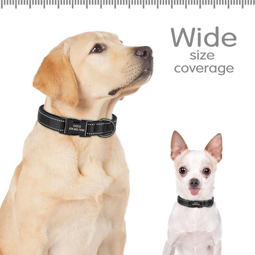 Personalized Nylon Dog Collar Reflective Customized Collars For Small Medium Large Dogs Labrador With Free Engraved Nameplate