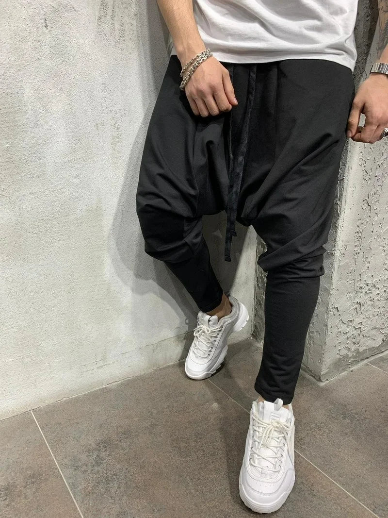 Mens Clothing 2022 Men's New Hip-hop Trend Trousers European American Loose Solid Color Feet Street Sports Casual Harem Pants