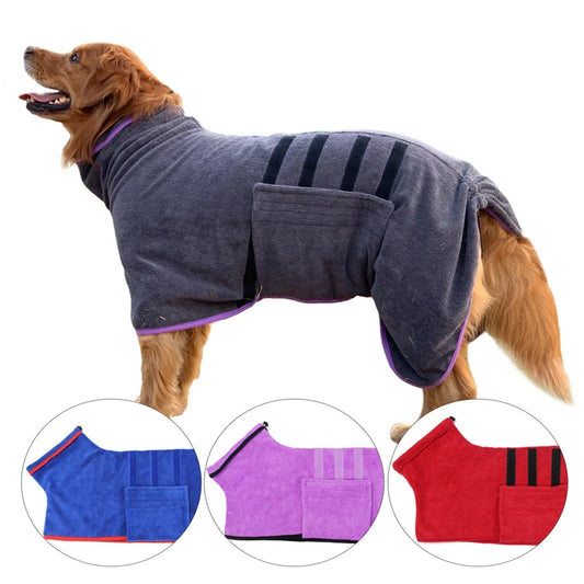 Dog Bathrobe Microfiber Quick Drying Coat Super Absorbent Luxurious Soft Pet Bath Towel Adjustable Warm Dog Bathing Supplies