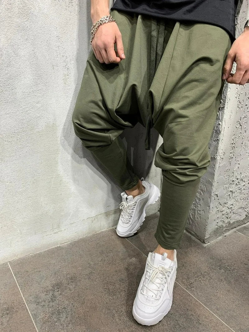 Mens Clothing 2022 Men's New Hip-hop Trend Trousers European American Loose Solid Color Feet Street Sports Casual Harem Pants