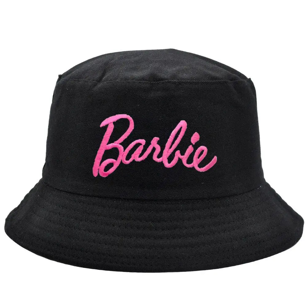 Fashion Barbie Fisherman Hat Kawaii Girls Embroidery Letter Women Outdoor Sunscreen Cap Summer Casual Beach Sunshade Caps Gifts