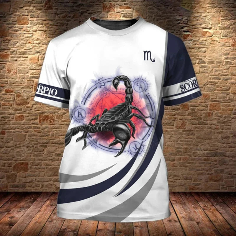 Animal Men's T Shirt Summer Short Sleeve Scorpion 3D Print Funny T-Shirts Fashion Casual Male Sportshirt Oversized Mens Clothing