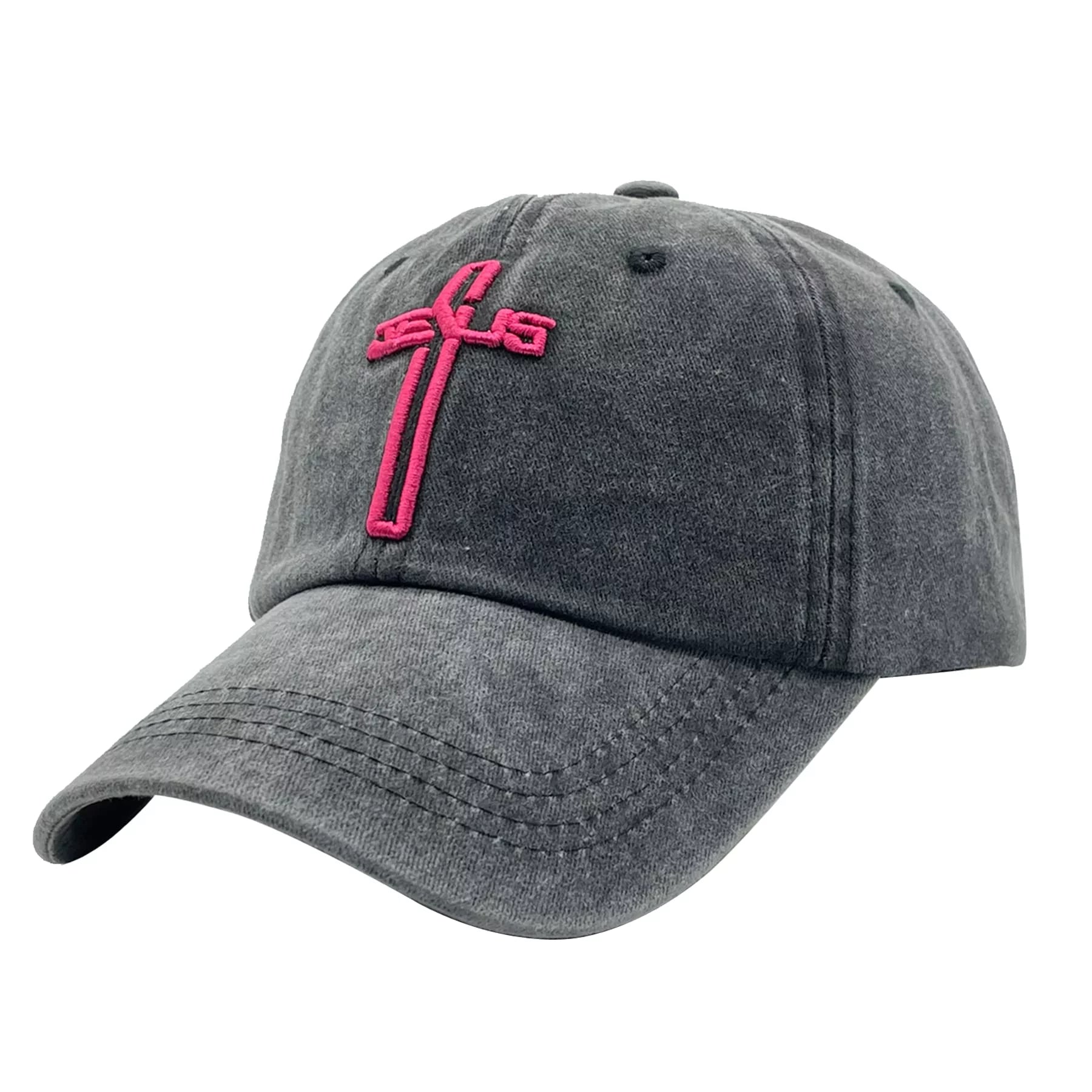 Embroidered Christian Jesus Cross Hat for Men Women, Vintage Washed Dad Hats Adjustable Baseball Cap